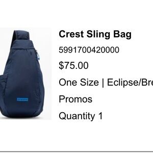 Athleta Crest Sling Bag - Eclipse Blue - used ONE time- like new